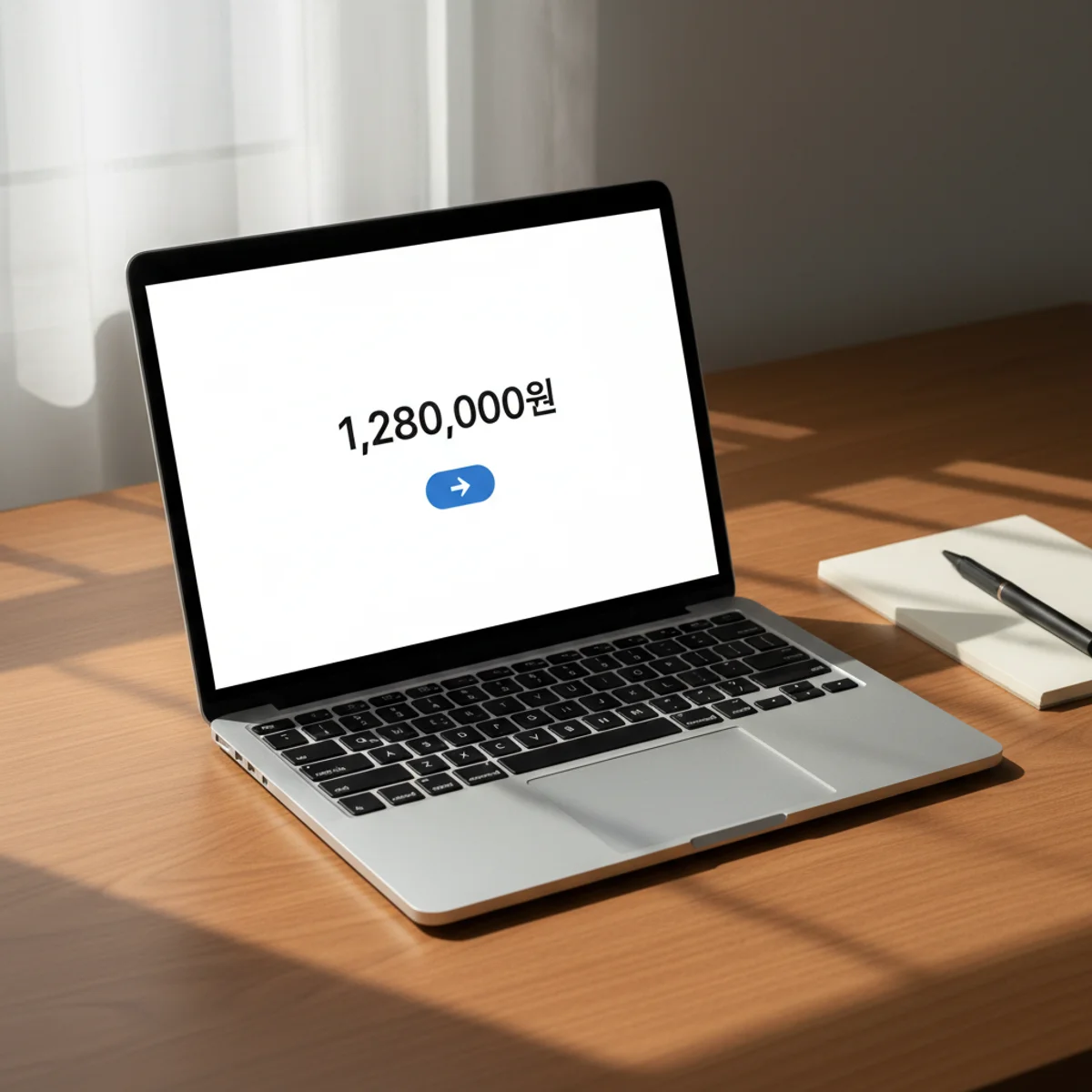 맥북 화면에 표시된 견적 확정