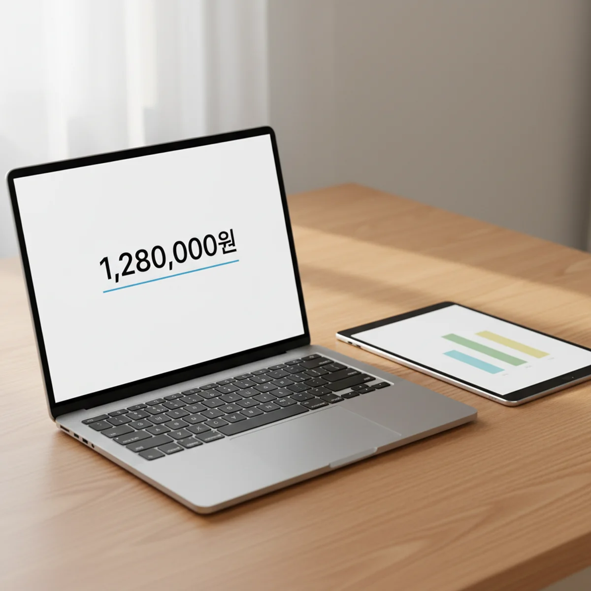 맥북·아이패드 화면에 표시된 견적서